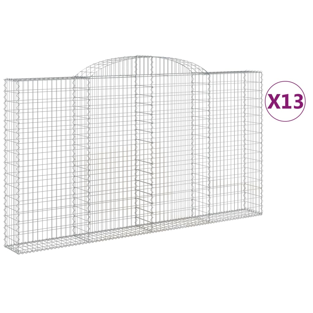 Cesti Gabbioni ad Arco 13 pz 300x30x160/180 cm Ferro Zincato