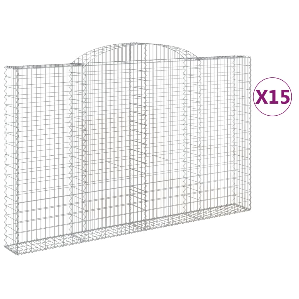 Cesti Gabbioni ad Arco 15 pz 300x30x180/200 cm Ferro Zincato