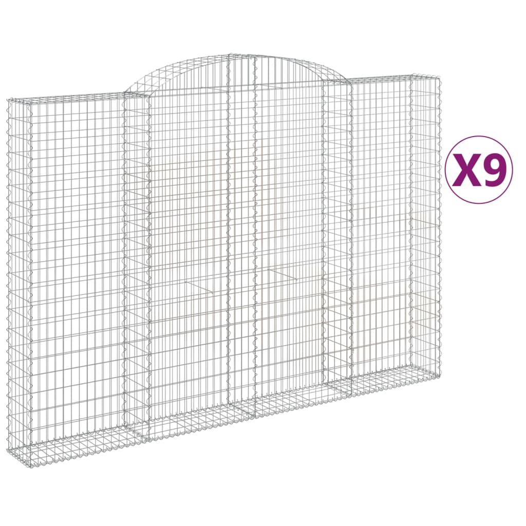 Cesti Gabbioni ad Arco 9 pz 300x30x200/220 cm Ferro Zincato