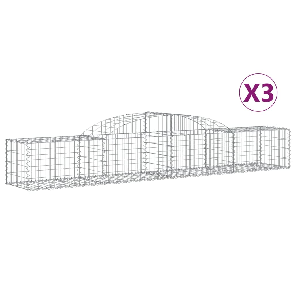 Cesti Gabbioni ad Arco 3 pz 300x50x40/60 cm Ferro Zincato