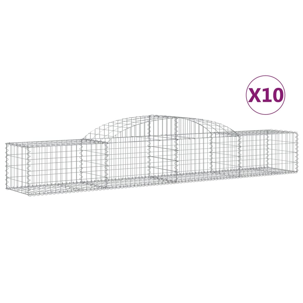 Cesti Gabbioni ad Arco 10 pz 300x30x40/60 cm Ferro Zincato