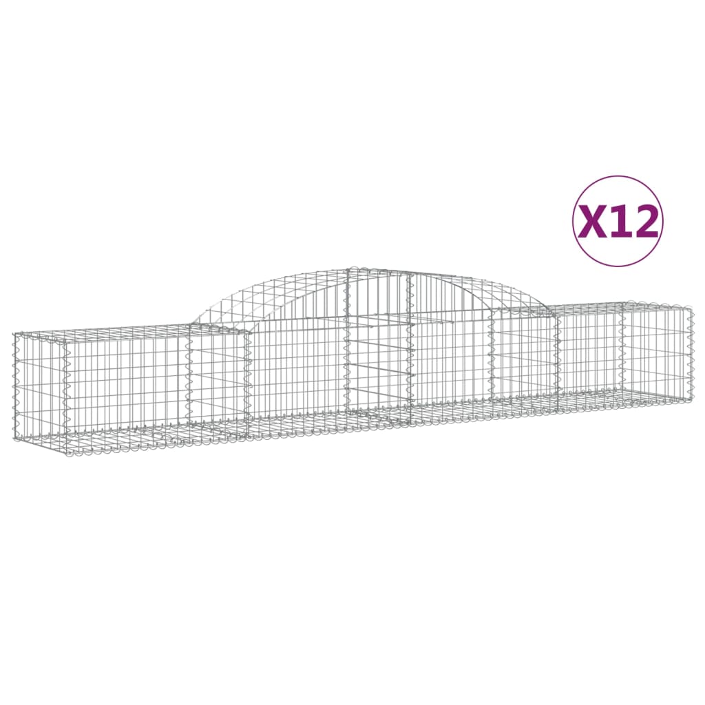 Cesti Gabbioni ad Arco 12 pz 300x50x40/60 cm Ferro Zincato
