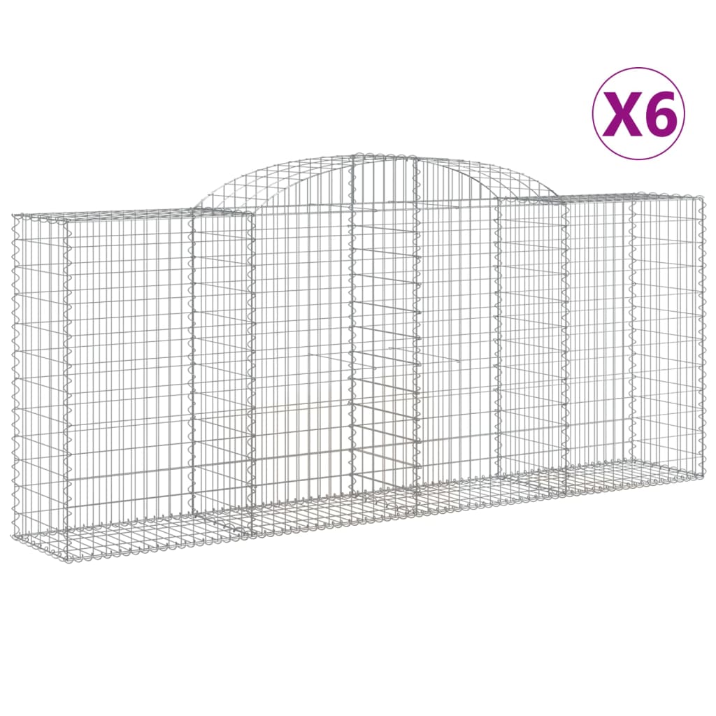 Cesti Gabbioni ad Arco 6 pz 300x50x120/140 cm Ferro Zincato