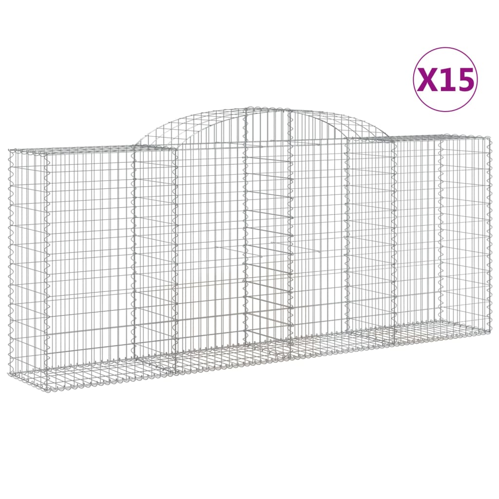 Cesti Gabbioni ad Arco 15 pz 300x50x120/140 cm Ferro Zincato