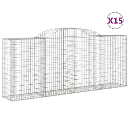 Cesti Gabbioni ad Arco 15 pz 300x50x120/140 cm Ferro Zincato