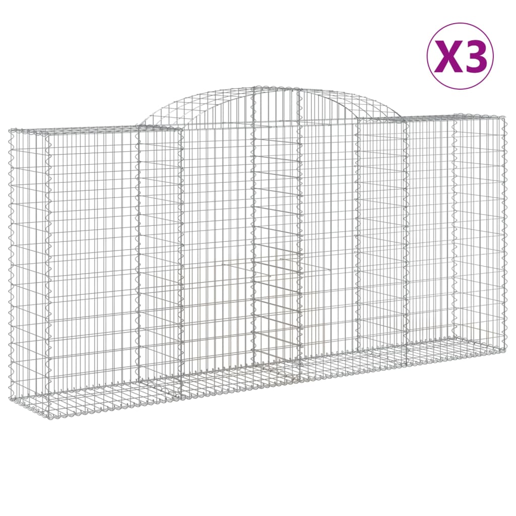 Cesti Gabbioni ad Arco 3 pz 300x50x140/160 cm Ferro Zincato