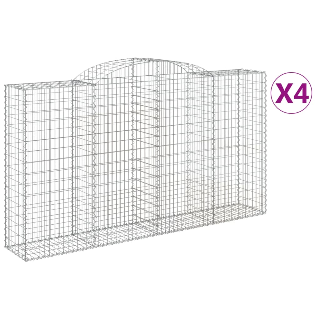 Cesti Gabbioni ad Arco 4 pz 300x50x160/180 cm Ferro Zincato