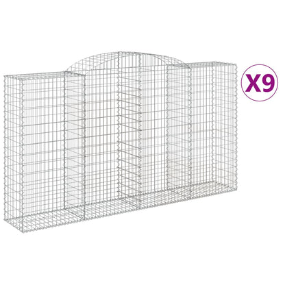 Cesti Gabbioni ad Arco 9 pz 300x50x160/180 cm Ferro Zincato