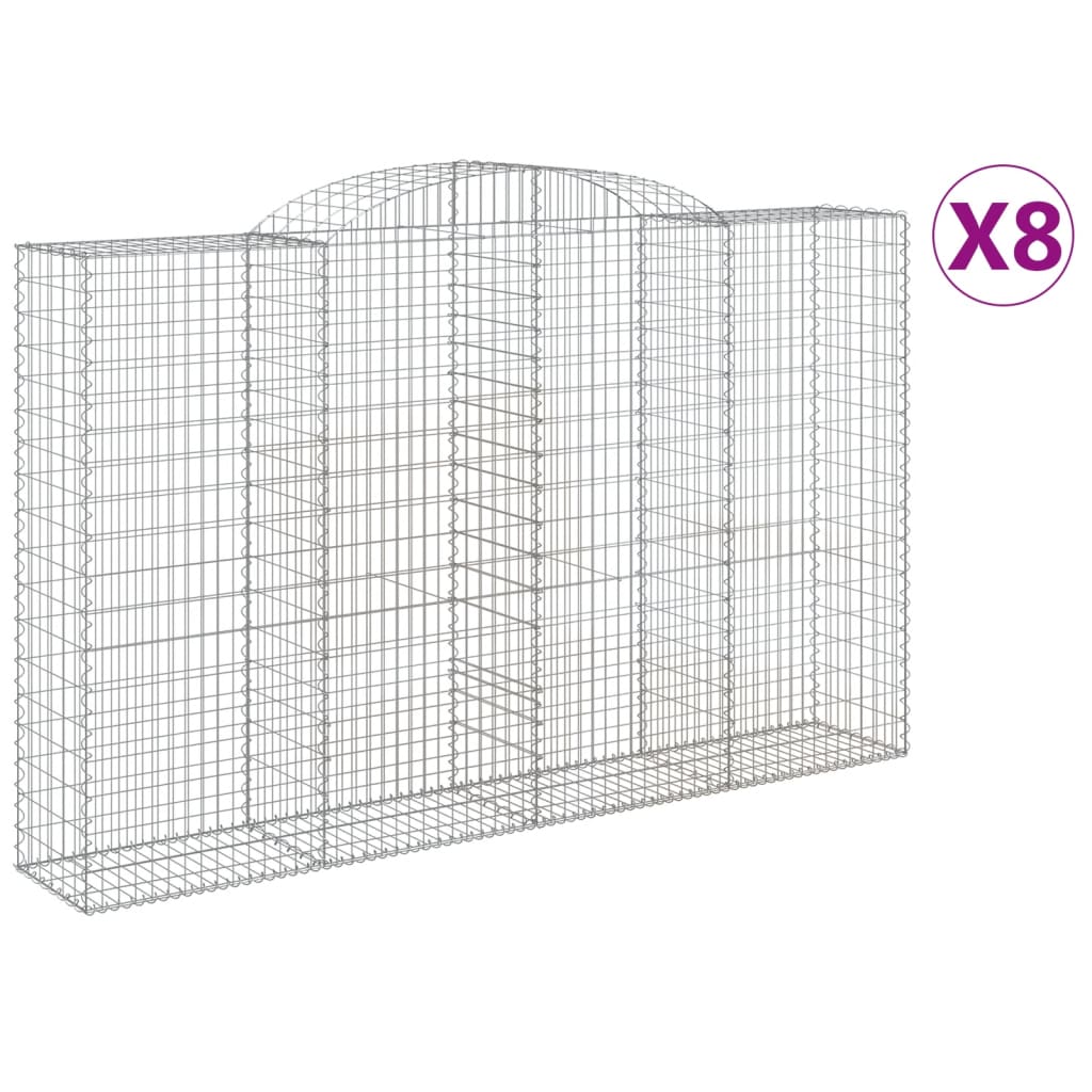 Cesti Gabbioni ad Arco 8 pz 300x50x180/200 cm Ferro Zincato