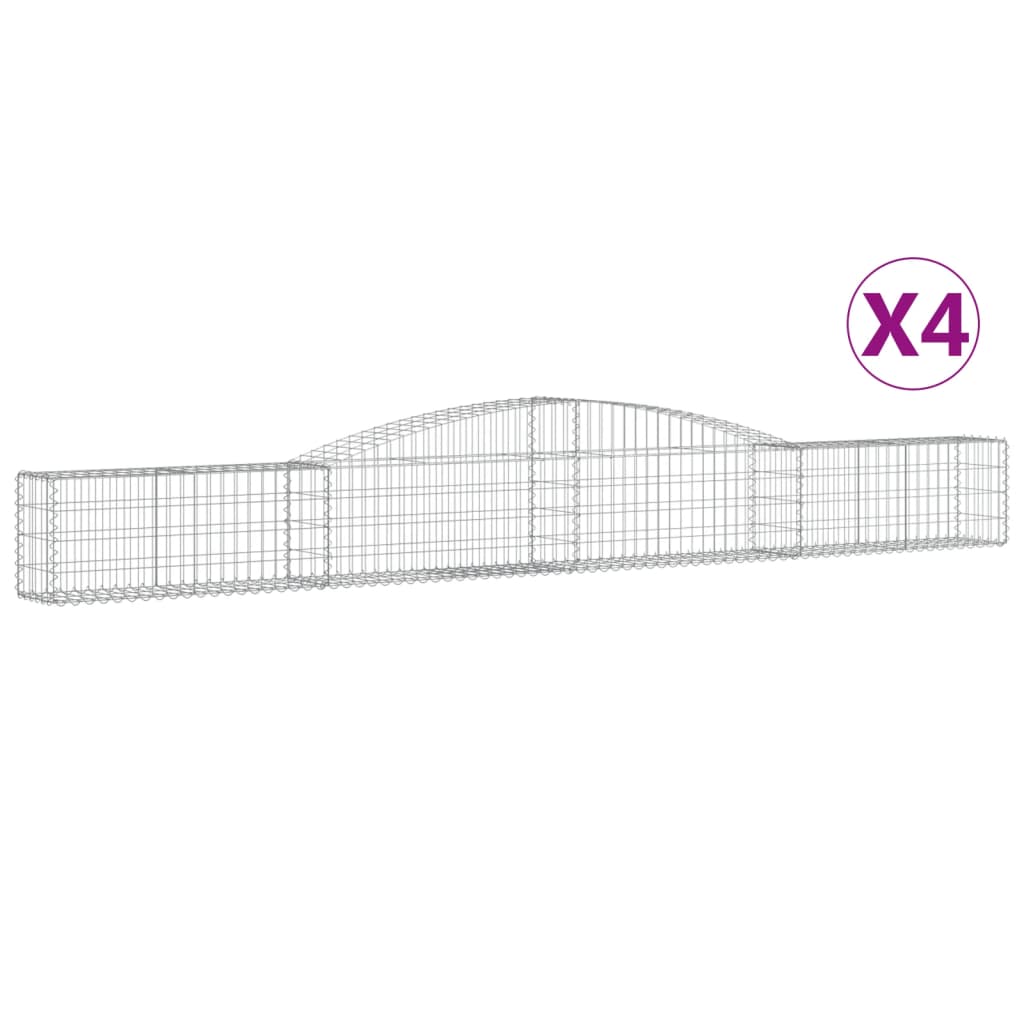Cesti Gabbioni ad Arco 4 pz 400x30x40/60 cm Ferro Zincato