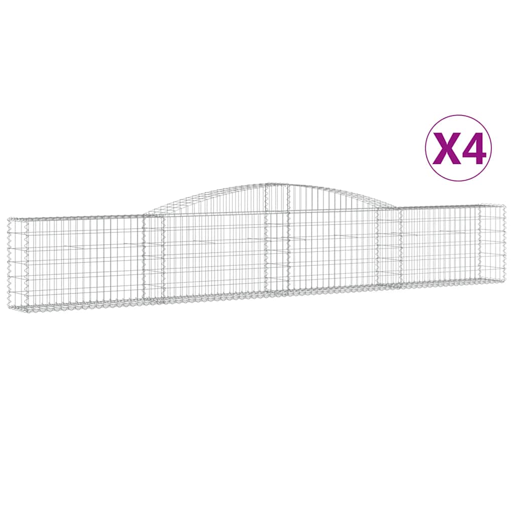 Cesti Gabbioni ad Arco 4 pz 400x30x60/80 cm Ferro Zincato