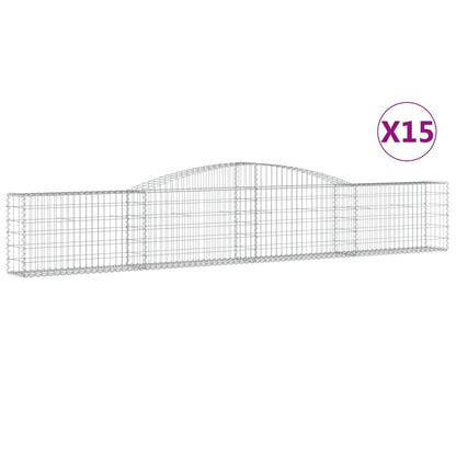 Cesti Gabbioni ad Arco 15 pz 400x30x60/80 cm Ferro Zincato