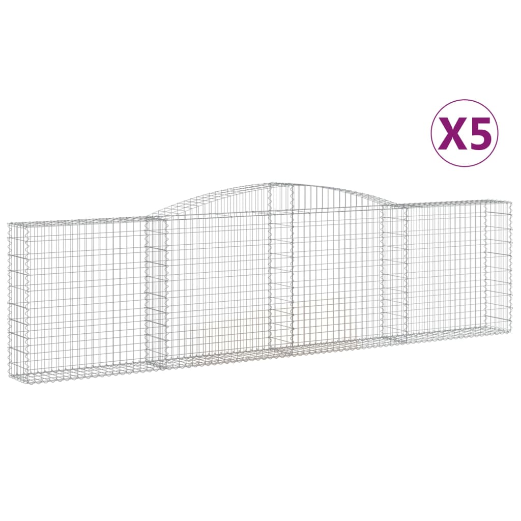 Cesti Gabbioni ad Arco 5 pz 400x30x100/120 cm Ferro Zincato