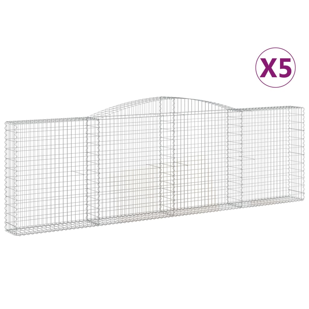 Cesti Gabbioni ad Arco 5 pz 400x30x120/140 cm Ferro Zincato