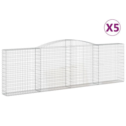 Cesti Gabbioni ad Arco 5 pz 400x30x120/140 cm Ferro Zincato