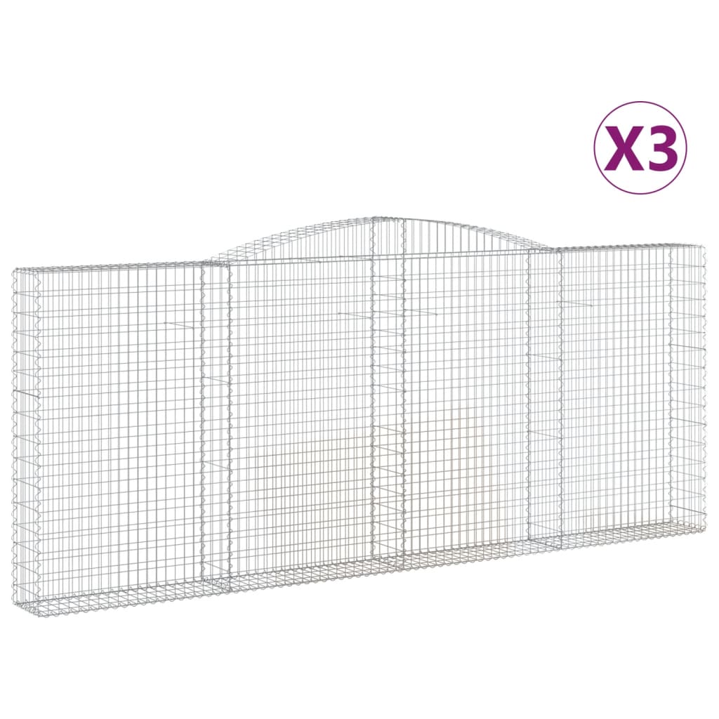 Cesti Gabbioni ad Arco 3 pz 400x30x160/180 cm Ferro Zincato