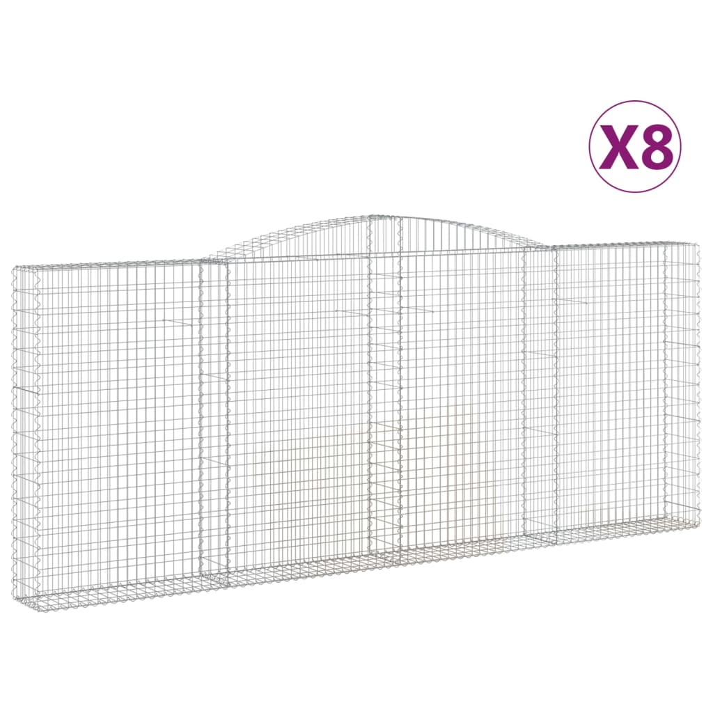 Cesti Gabbioni ad Arco 8 pz 400x30x160/180 cm Ferro Zincato