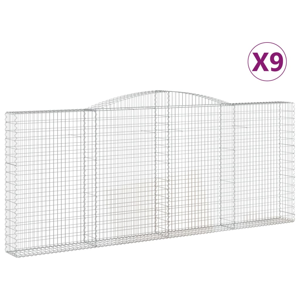 Cesti Gabbioni ad Arco 9 pz 400x30x160/180 cm Ferro Zincato