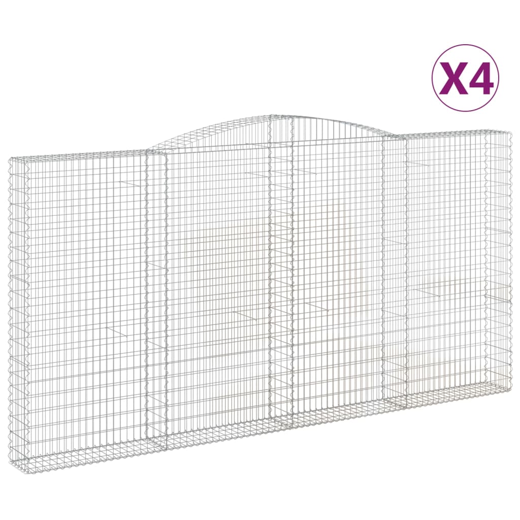 Cesti Gabbioni ad Arco 4 pz 400x30x200/220 cm Ferro Zincato