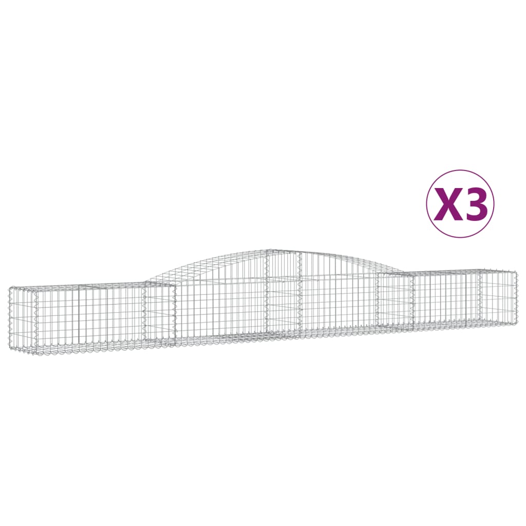 Cesti Gabbioni ad Arco 3 pz 400x50x40/60 cm Ferro Zincato