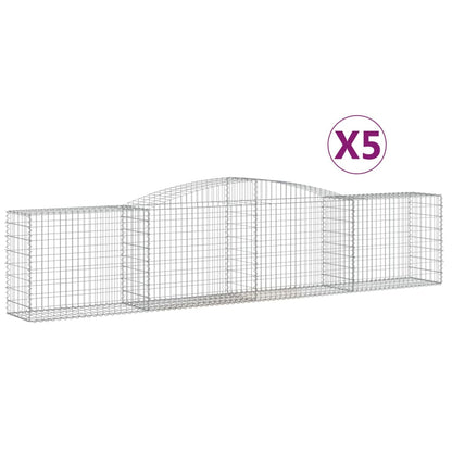Cesti Gabbioni ad Arco 5 pz 400x50x80/100 cm Ferro Zincato