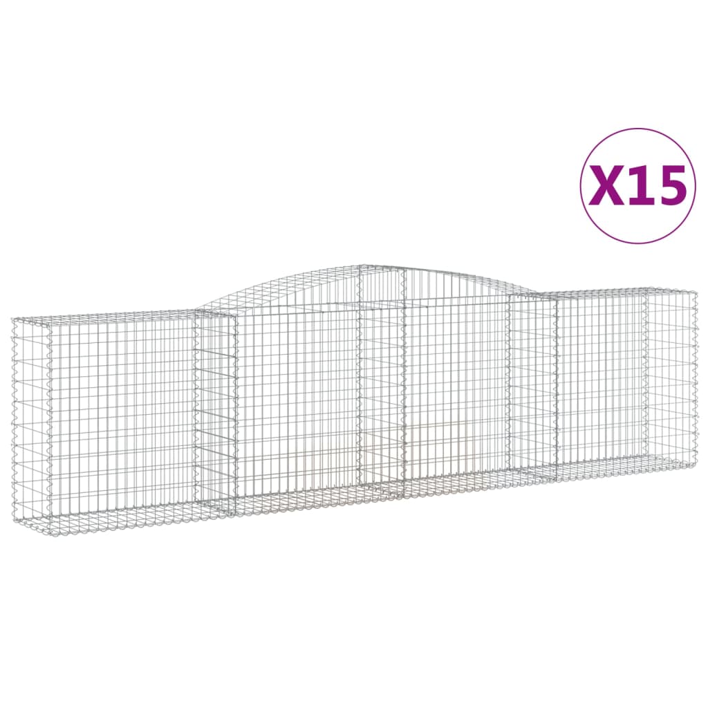 Cesti Gabbioni ad Arco 15 pz 400x50x100/120 cm Ferro Zincato