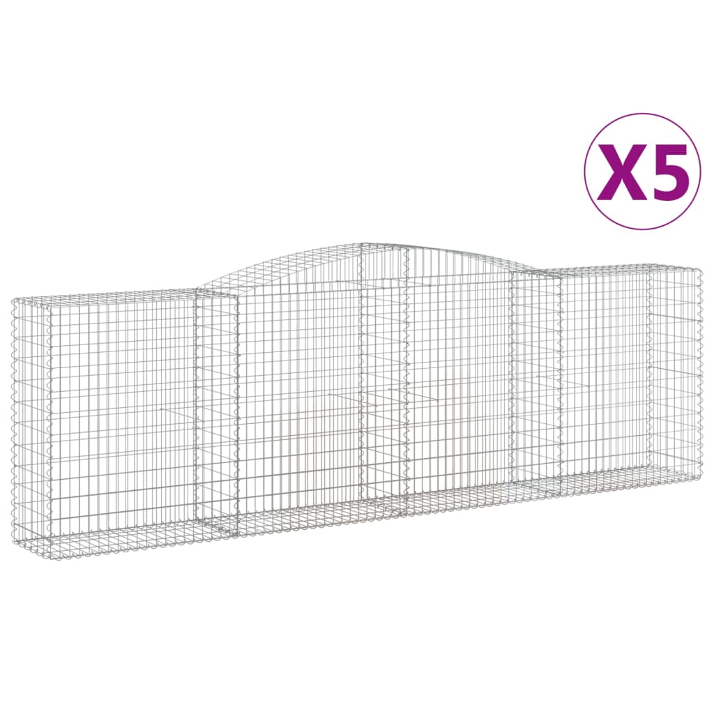 Cesti Gabbioni ad Arco 5 pz 400x50x120/140 cm Ferro Zincato
