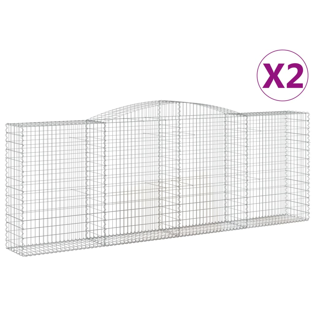 Cesti Gabbioni ad Arco 2 pz 400x50x140/160 cm Ferro Zincato