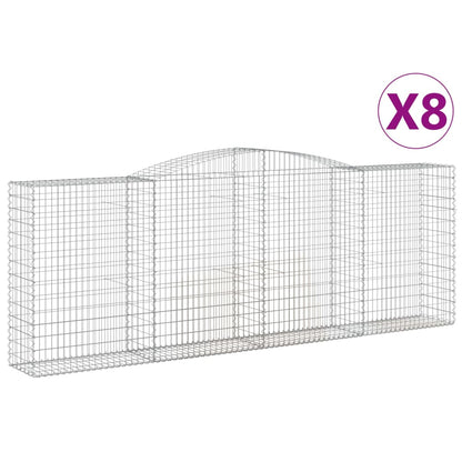 Cesti Gabbioni ad Arco 8 pz 400x50x140/160 cm Ferro Zincato