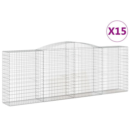Cesti Gabbioni ad Arco 15 pz 400x50x140/160 cm Ferro Zincato
