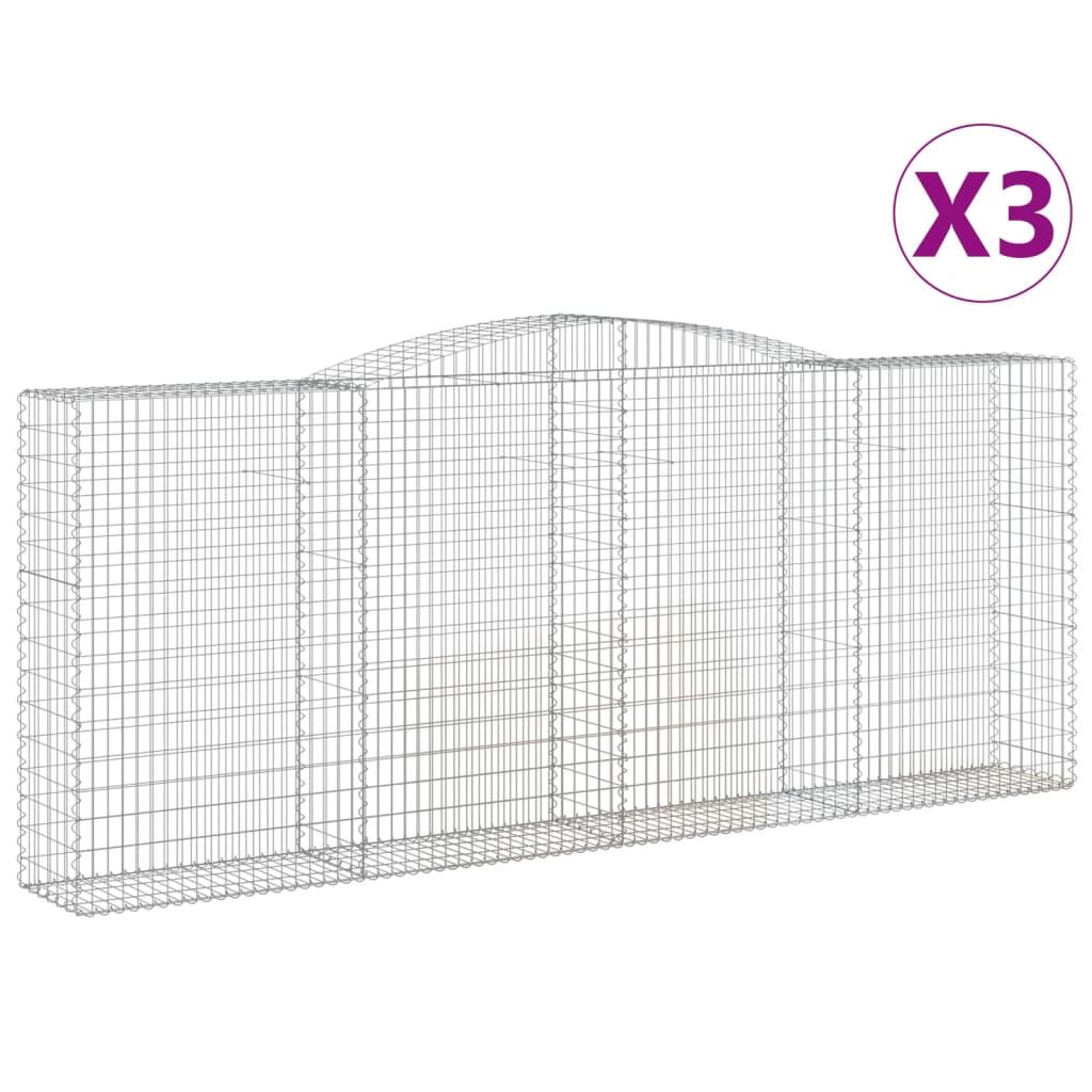Cesti Gabbioni ad Arco 3 pz 400x50x160/180 cm Ferro Zincato