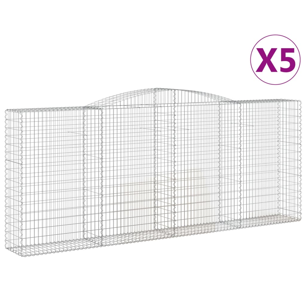 Cesti Gabbioni ad Arco 5 pz 400x50x160/180 cm Ferro Zincato