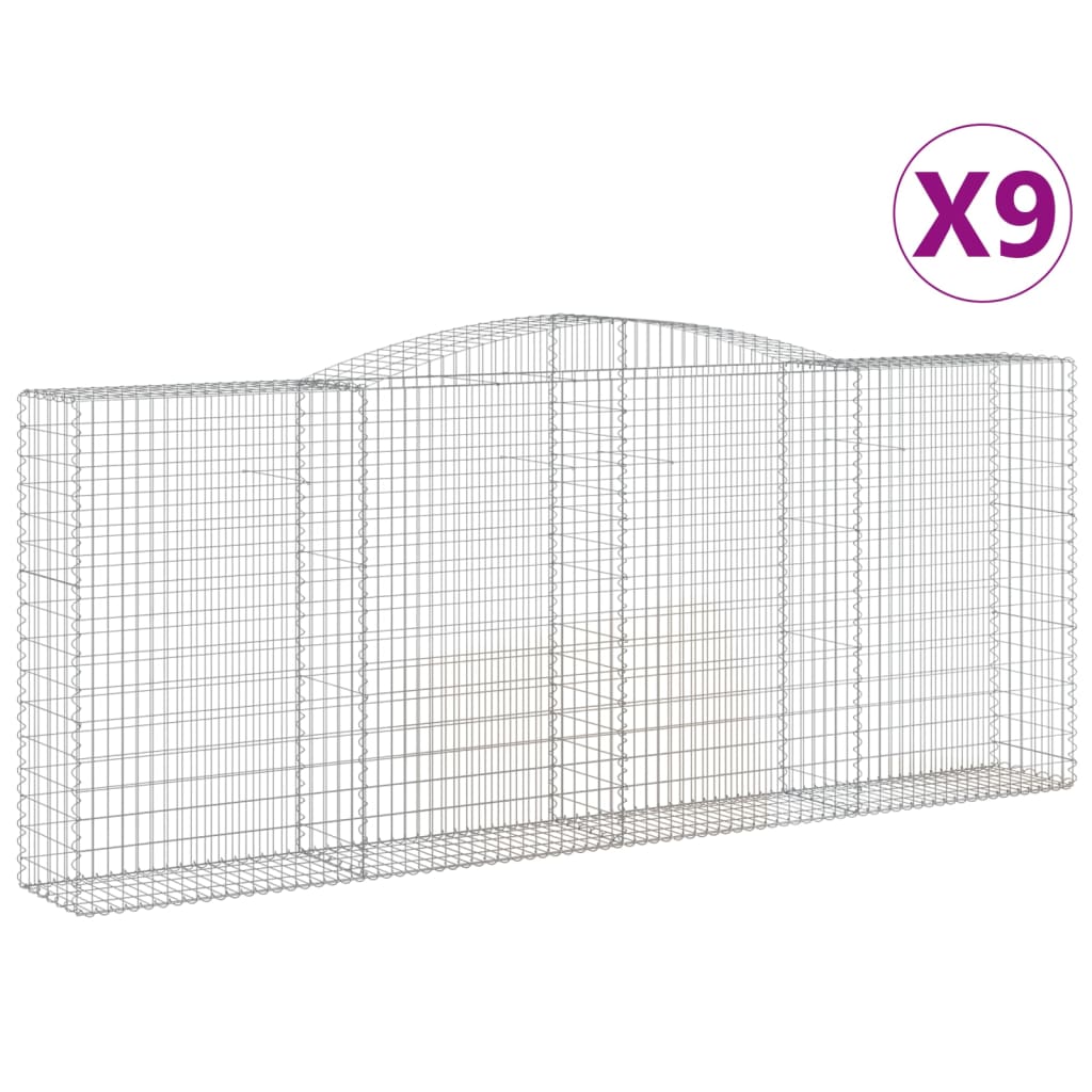 Cesti Gabbioni ad Arco 9 pz 400x50x160/180 cm Ferro Zincato