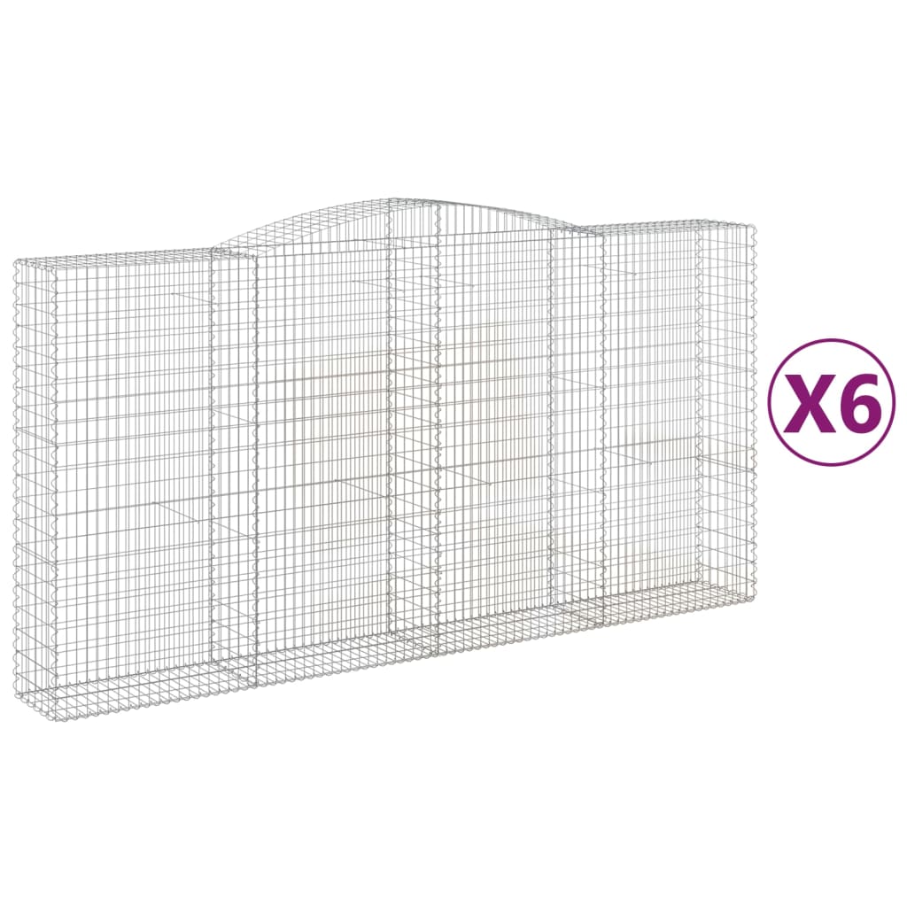 Cesti Gabbioni ad Arco 6 pz 400x50x200/220 cm Ferro Zincato