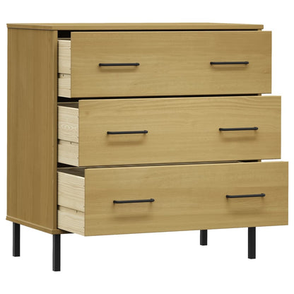 Credenza 3 Cassetti Marrone 77x40x79,5 cm Legno Massello OSLO