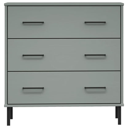 Credenza con 3 Cassetti Grigio 77x40x79,5cm Legno Massello OSLO
