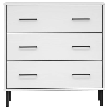 Credenza con 3 Cassetti Bianca 77x40x79,5cm Legno Massello OSLO