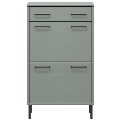 Scarpiera con Gambe Metallo Grigio Legno Massello di Pino OSLO