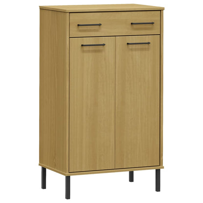 Scarpiera con Gambe Metallo Marrone Legno Massello di Pino OSLO