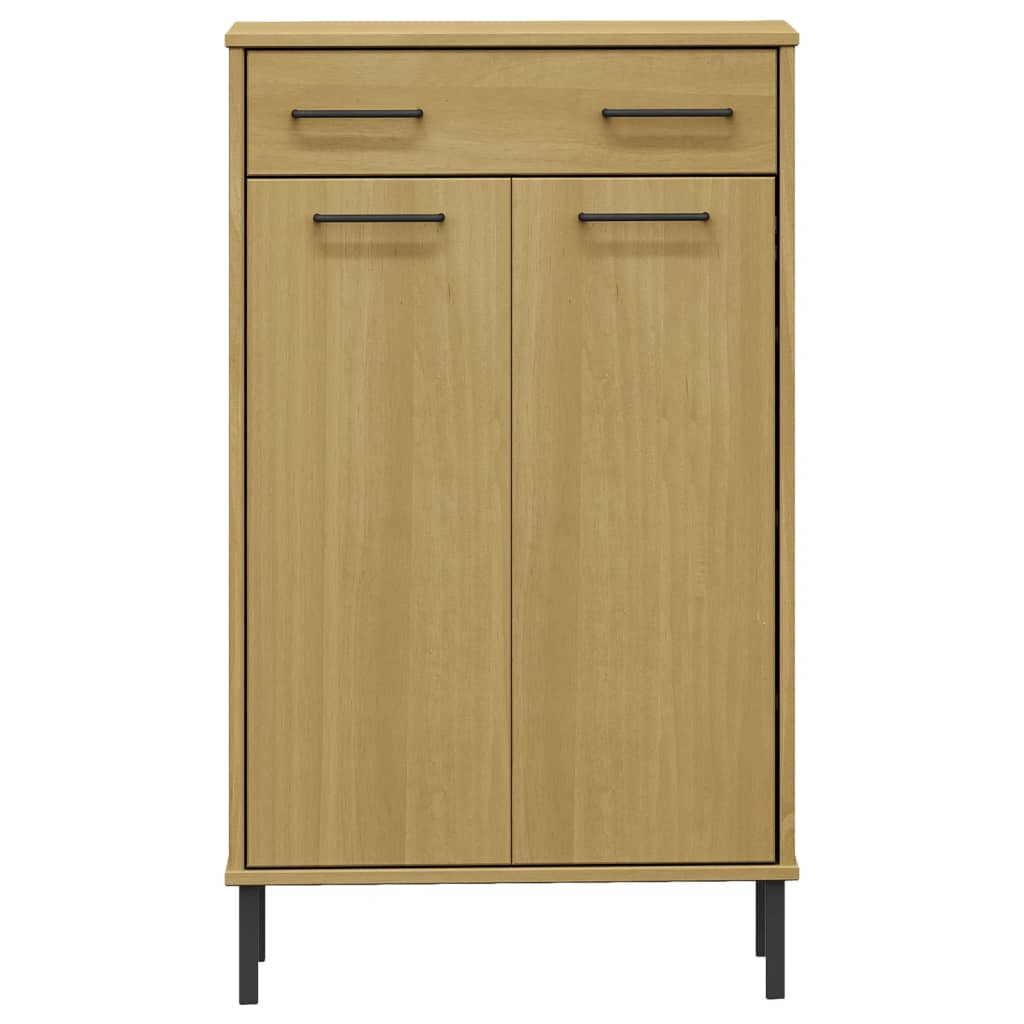 Scarpiera con Gambe Metallo Marrone Legno Massello di Pino OSLO