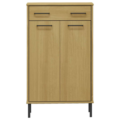 Scarpiera con Gambe Metallo Marrone Legno Massello di Pino OSLO