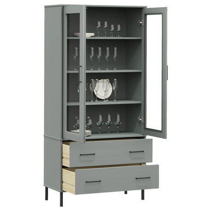 Libreria Gambe Metallo Grigio 85x35x172,5cm Legno Massello OSLO