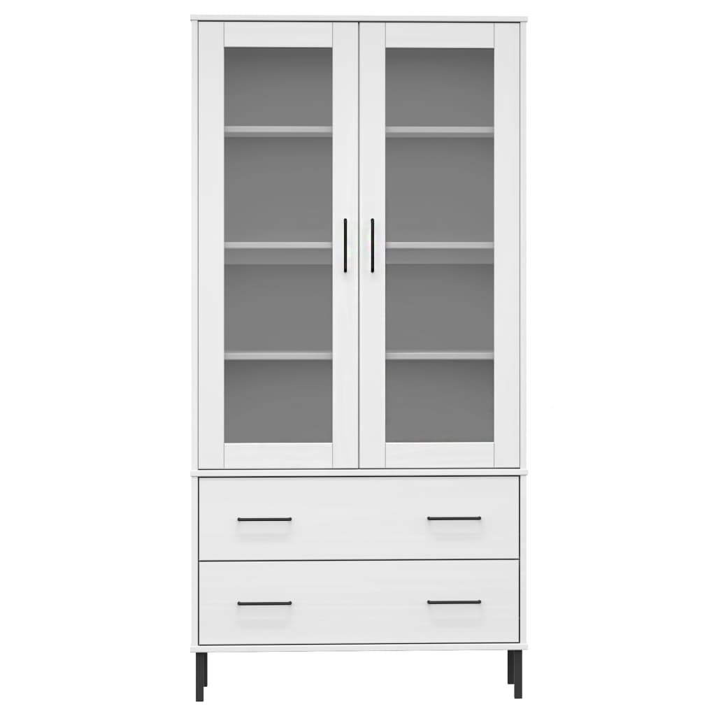 Libreria Gambe Metallo Bianco 85x35x172,5cm Legno Massello OSLO