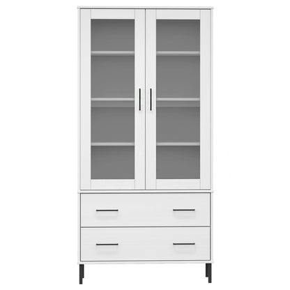 Libreria Gambe Metallo Bianco 85x35x172,5cm Legno Massello OSLO