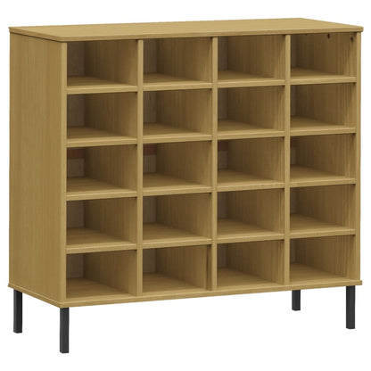 Scarpiera Gambe Metallo Marrone 95x35x86 cm Legno Massello OSLO