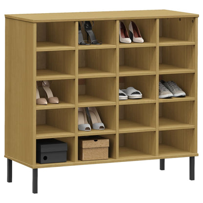 Scarpiera Gambe Metallo Marrone 95x35x86 cm Legno Massello OSLO