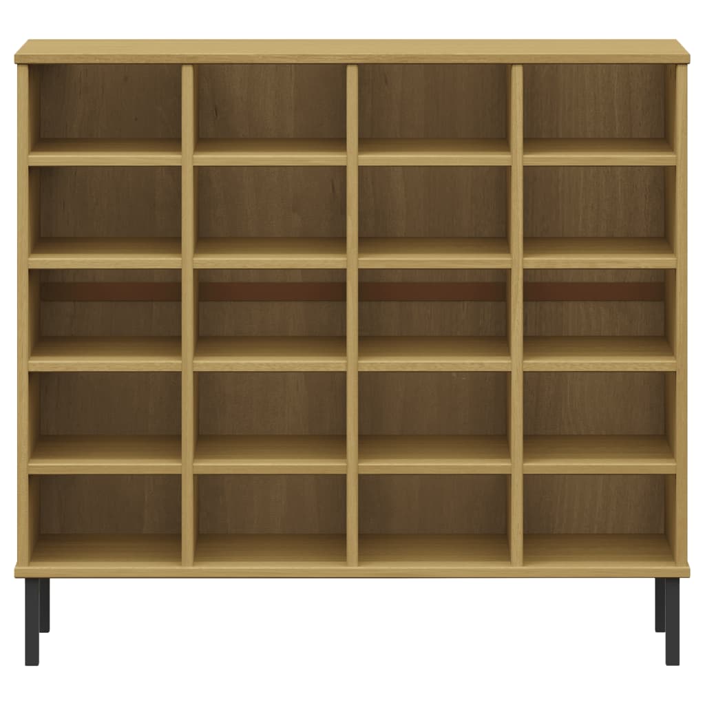 Scarpiera Gambe Metallo Marrone 95x35x86 cm Legno Massello OSLO