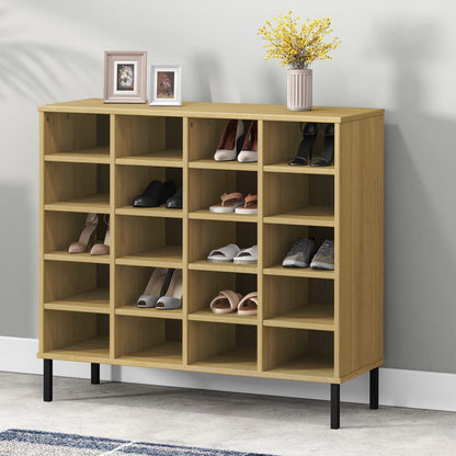 Scarpiera Gambe Metallo Marrone 95x35x86 cm Legno Massello OSLO