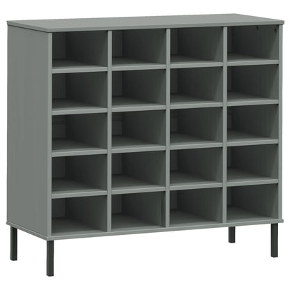 Scarpiera Gambe Metallo Grigio 95x35x86 cm Legno Massello OSLO