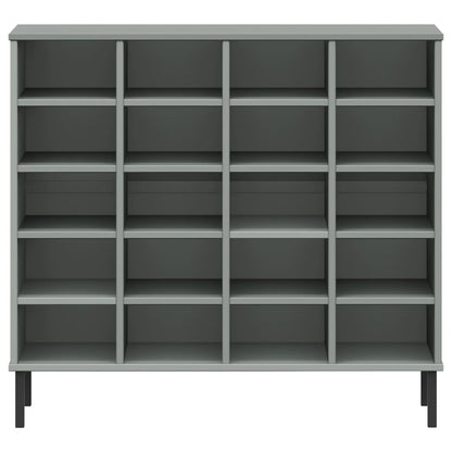 Scarpiera Gambe Metallo Grigio 95x35x86 cm Legno Massello OSLO